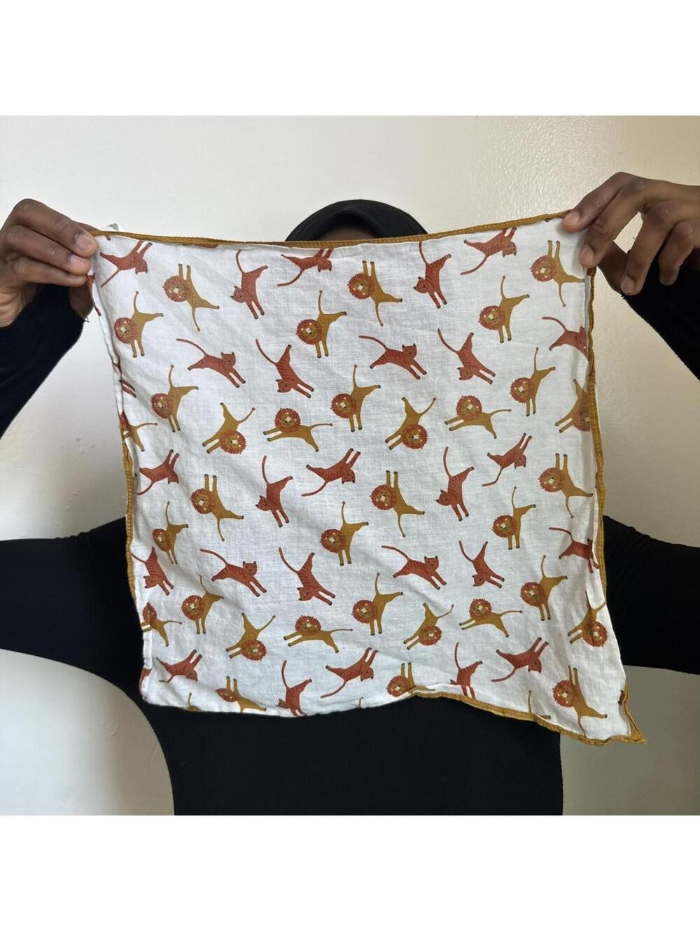 Whimsical Lion & Tiger Print Bandana Scarf - Picture 2 of 3